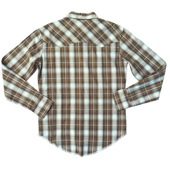 Wrangler Retro Plaid Pearl Snap Buck Stitch Men's Western Shirt – Size Small - Picture 4 of 6